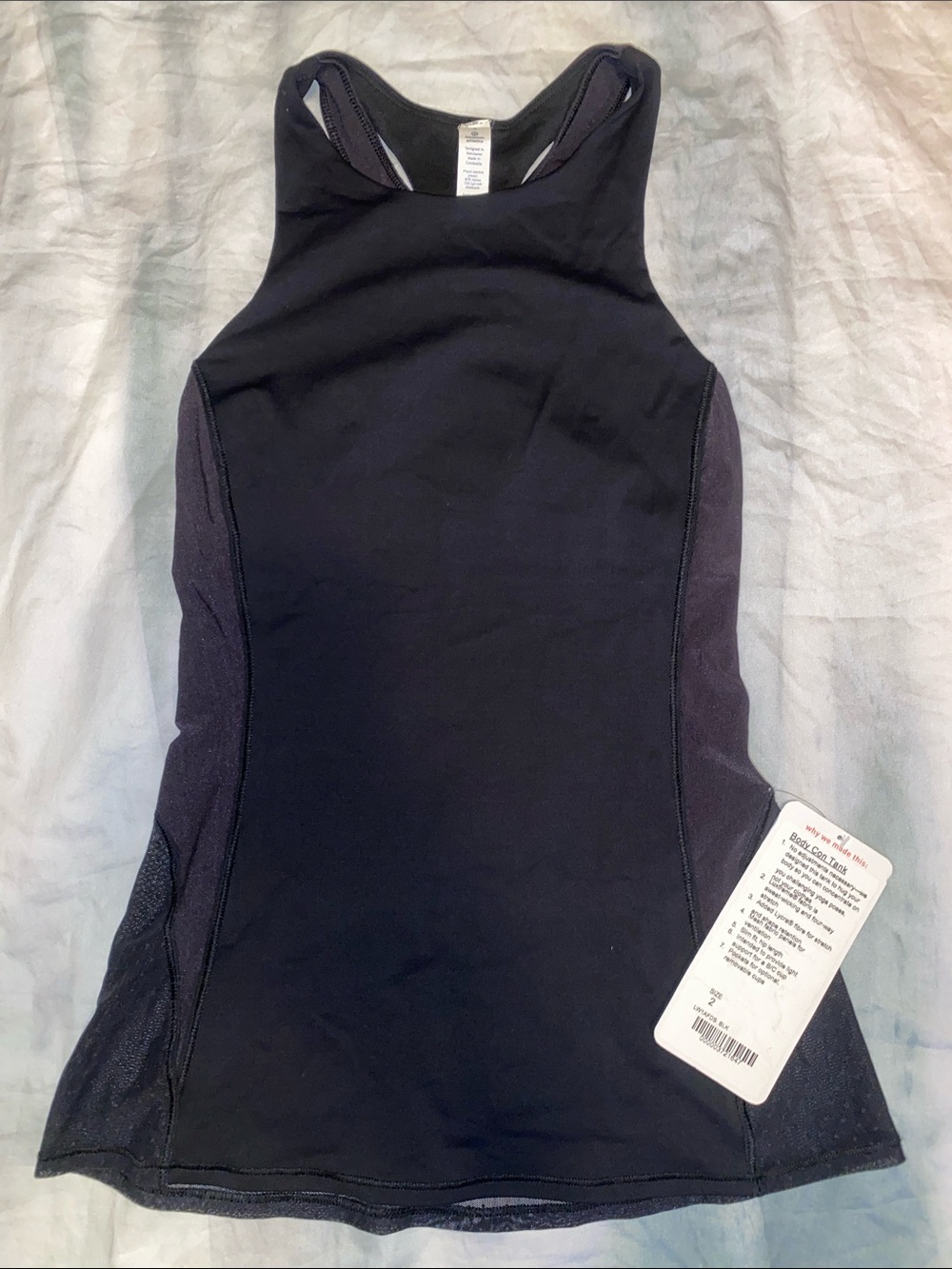 Lululemon Body Con Tank Women's Black Racerback built in Sport Ball Size 2 NEW